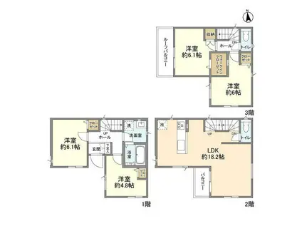 小田急電鉄小田原線 新百合ケ丘駅 徒歩14分 3階建 築1年(4LDK)の間取り写真