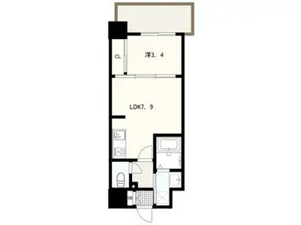 フォーリアライズ京都大将軍(1LDK/3階)の間取り写真