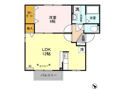 ウィルモア新町(1LDK/2階)の間取り写真