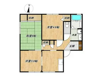 フォレストビューハルダ(3DK/1階)の間取り写真