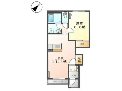 ラヴィアンローゼ(1LDK/1階)の間取り写真