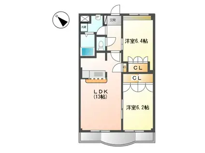 WITH D(2LDK/2階)の間取り写真