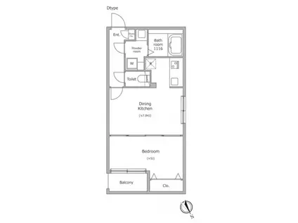 ラクラス四谷3丁目(1DK/2階)の間取り写真