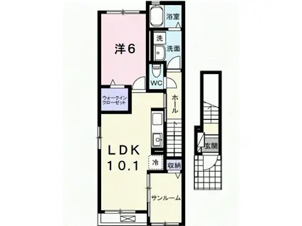 サニーフラットⅢ(1LDK/2階)の間取り写真