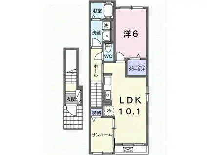 サニーフラットⅢ(1LDK/2階)の間取り写真