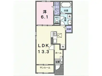 サニーフラットⅡ(1LDK/1階)の間取り写真