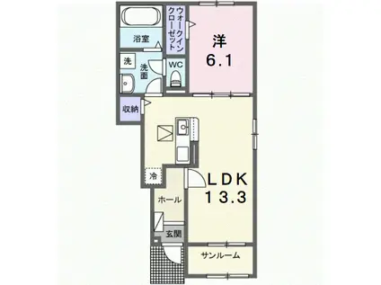 サニーフラットⅡ(1LDK/1階)の間取り写真