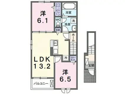 サニーフラットⅡ(2LDK/2階)の間取り写真