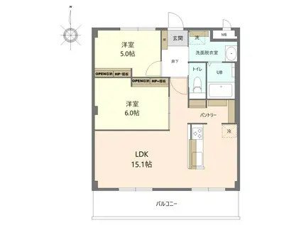 エメラルド・ノ-ビレⅠ(2LDK/2階)の間取り写真