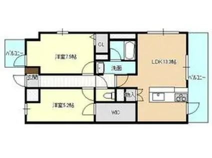 アミューズ千歳(2LDK/8階)の間取り写真