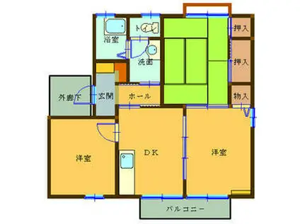 フレグランス・21A棟(3DK/2階)の間取り写真