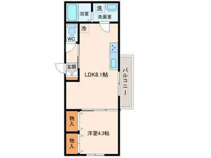 MYS PLACE(1LDK/1階)の間取り写真