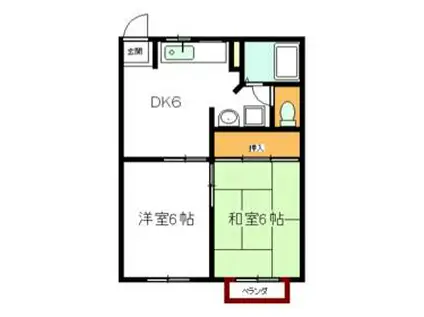 マルベリーハウス(2DK/2階)の間取り写真