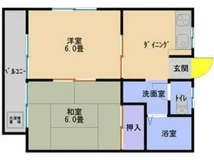 フラット三井(2DK/2階)の間取り写真