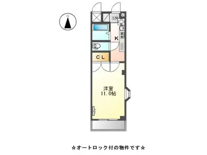 プレジデント川中(1K/4階)の間取り写真