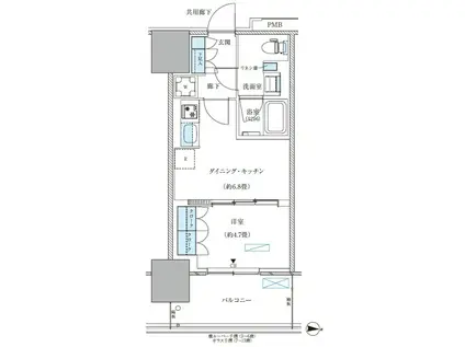 パークアクシス西大島コンフォートスクエア(1DK/6階)の間取り写真