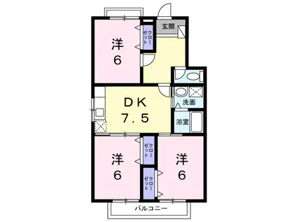 メゾン・オ・ソレイユ(3DK/1階)の間取り写真