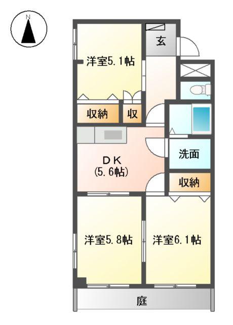 エトワールK(3DK/1階)の間取り写真