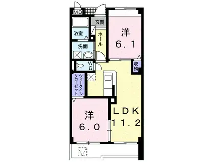 シャン・ド・フルールⅡ(2LDK/1階)の間取り写真