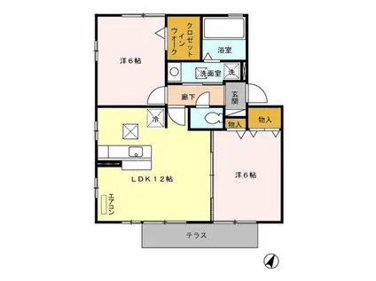 アネシス2(2LDK/1階)の間取り写真