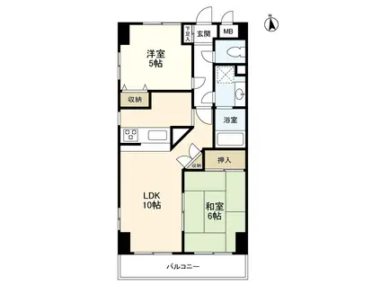 ハートランドビル(2LDK/3階)の間取り写真