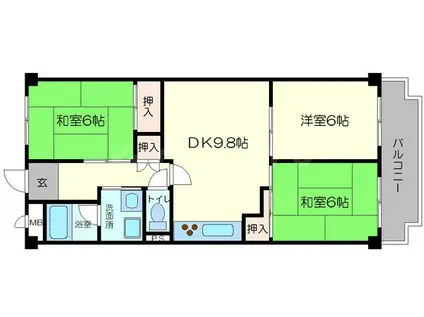 エミネンス辻本(3DK/3階)の間取り写真