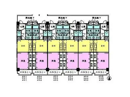 スタシオン ウエスト(1DK/3階)の間取り写真