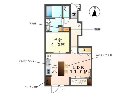 レヴメゾン神山四番館(1LDK/1階)の間取り写真