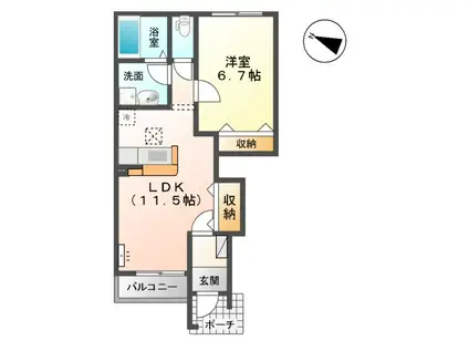 フォレストアーク大森Ⅱ(1LDK/1階)の間取り写真