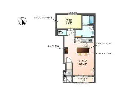 額田郡幸田町 工事(1LDK/1階)の間取り写真