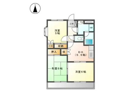 アミューズベアーⅡ(3DK/2階)の間取り写真