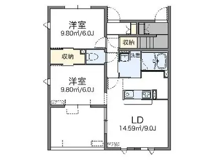 レオネクストクオーレ(2LDK/1階)の間取り写真
