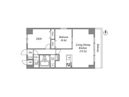 GROOVE豊中レジデンス(1SLDK/2階)の間取り写真