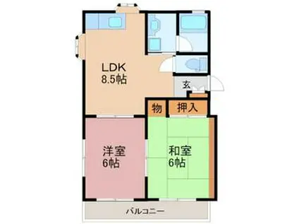 さくらコーポ3(2DK/2階)の間取り写真