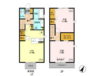 GLOIRE TROIS(2LDK/1階)の間取り写真