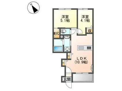 PRENDRE(2LDK/1階)の間取り写真