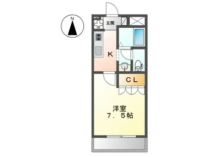 ラ・プロニティ(1K/1階)の間取り写真