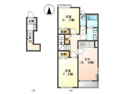 プラタナス(2DK/2階)の間取り写真