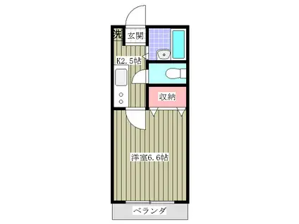 ベルエアーハイツⅡ号棟(1K/2階)の間取り写真