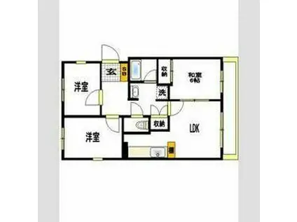 サンハイツベニサン(3LDK/3階)の間取り写真