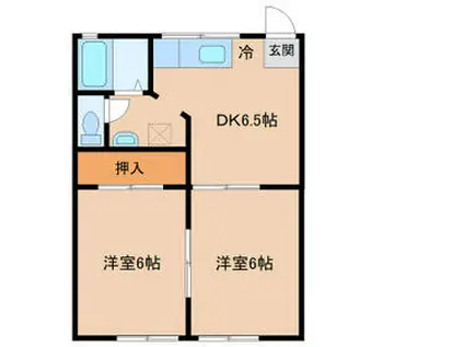 ディーエスハイツ(2DK/1階)の間取り写真