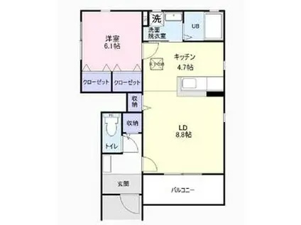 レジデンス五条(1LDK/1階)の間取り写真