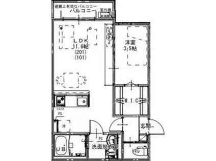KEIAI RESIDENCE せんげん台Ⅳ(1LDK/2階)の間取り写真
