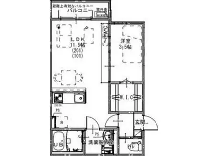 KEIAI RESIDENCE せんげん台Ⅳ(1LDK/1階)の間取り写真