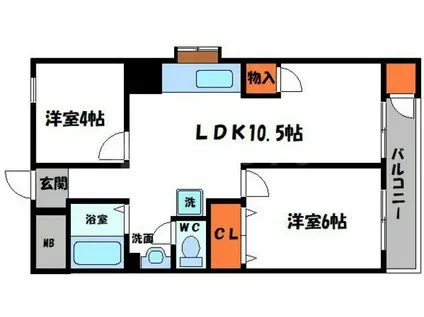 コーポラス都Ⅱ(2LDK/5階)の間取り写真