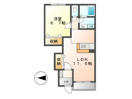 シャンピア(1LDK/1階)の間取り写真