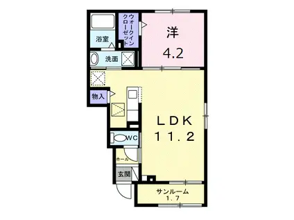 エクサージュⅡ(1LDK/1階)の間取り写真