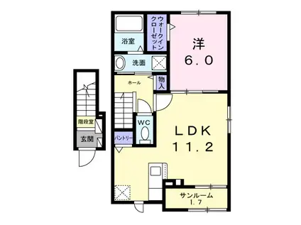 エクサージュⅡ(1LDK/2階)の間取り写真
