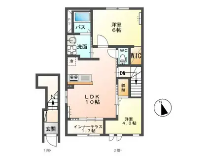 カルテットY(2LDK/2階)の間取り写真