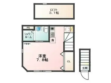 GLANZ綾瀬Ⅱ(ワンルーム/2階)の間取り写真